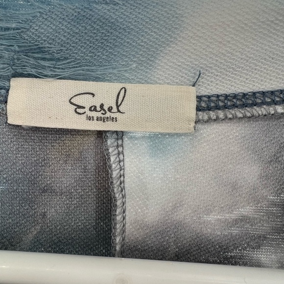 Easel S blue gray tie dyed short sleeve sweatshirt distressed oversized casual - Picture 5 of 9